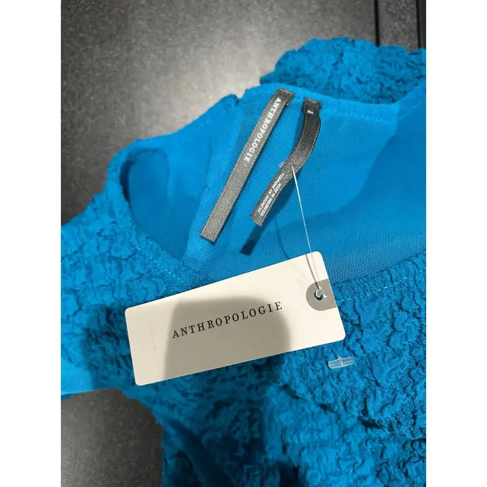 ANTHROPOLOGIE NWT $148 Textured Mini Shift Dress Topaz Blue Size XS - Picture 10 of 12